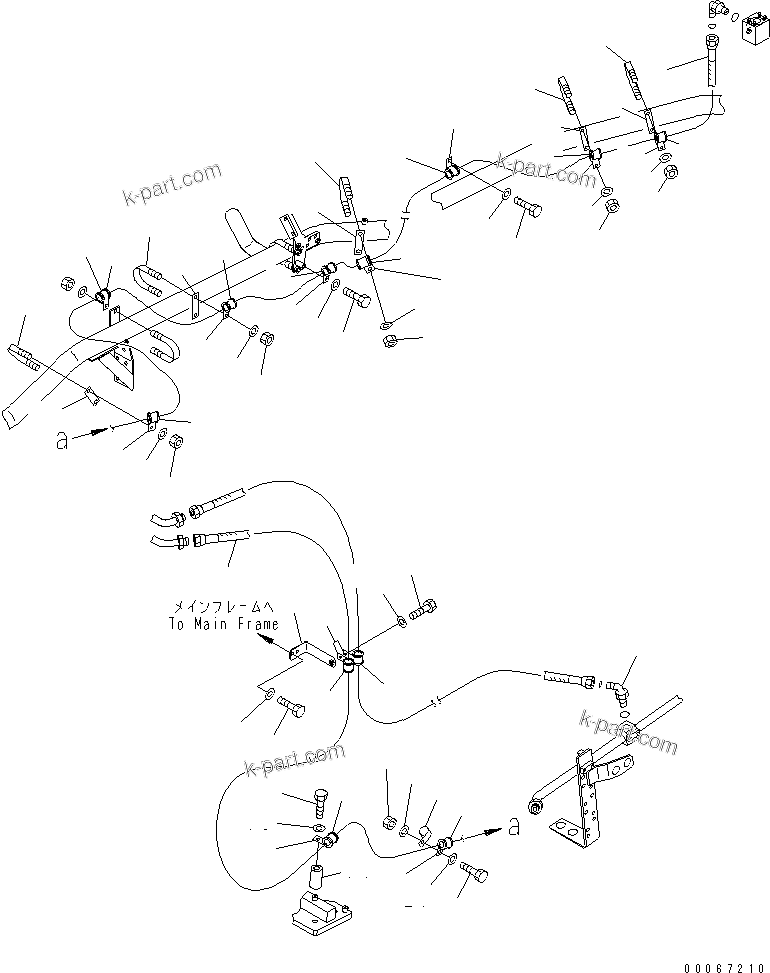 Komatsu parts book diagram for HD465-7R S/N 15001-15351 (W/O EGR): HYDRAULIC PIPING (STEERING OIL COOLER LINE)(#15025-15073)