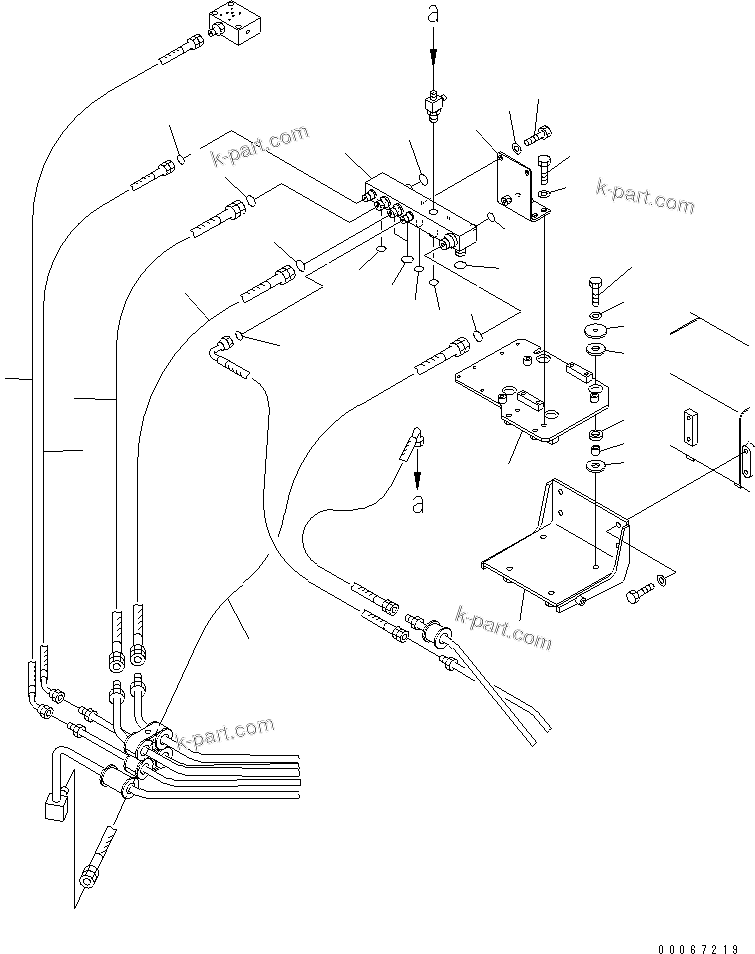 Komatsu parts book diagram for HD465-7R S/N 15001-15351 (W/O EGR): BRAKE PIPING (BRAKE VALVE ? EMERGENCY BRAKE VALVE TO BLOCK)(#15025-)