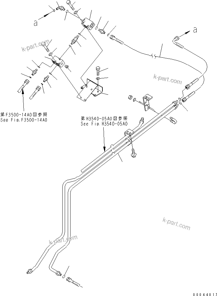 Komatsu parts book diagram for HD465-7R S/N 15001-15351 (W/O EGR): BRAKE PIPING (REAR BRAKE SHUTTLE VALVE LINE)(#15001-15024)