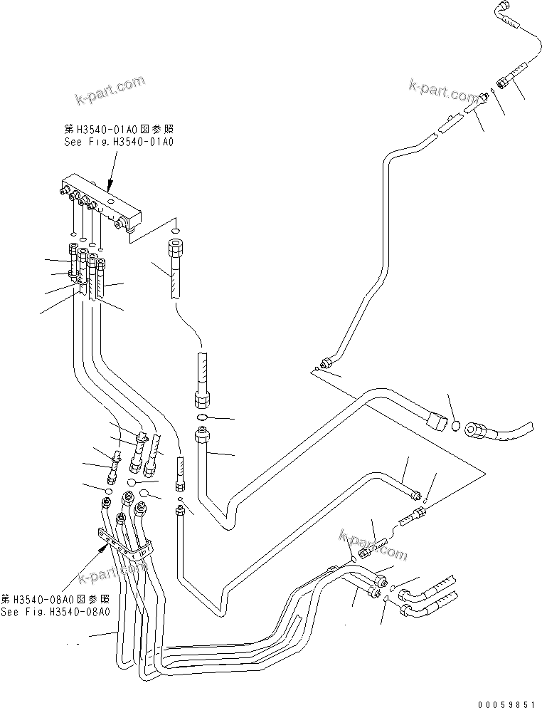 Komatsu parts book diagram for HD465-7R S/N 15001-15351 (W/O EGR): BRAKE PIPING (ACCUMULATOR TO BLOCK) (1/2)(#15001-15024)