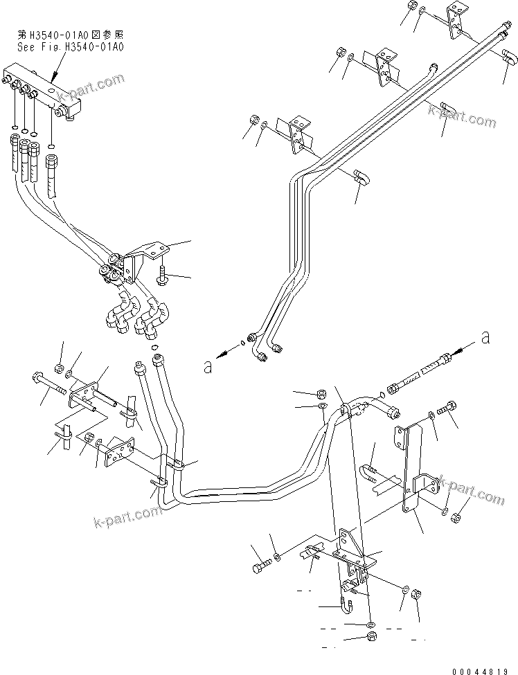 Komatsu parts book diagram for HD465-7R S/N 15001-15351 (W/O EGR): BRAKE PIPING (ACCUMULATOR TO BLOCK) (2/2)(#15001-15024)