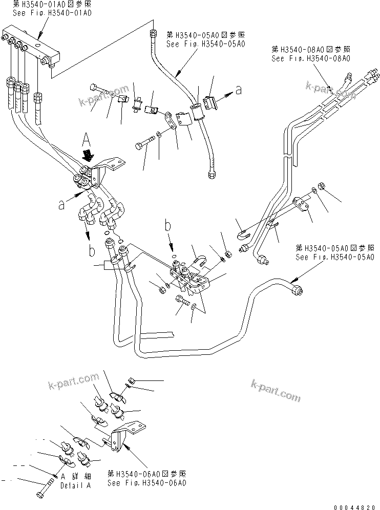 Komatsu parts book diagram for HD465-7R S/N 15001-15351 (W/O EGR): BRAKE PIPING (CLAMP)(#15001-15024)