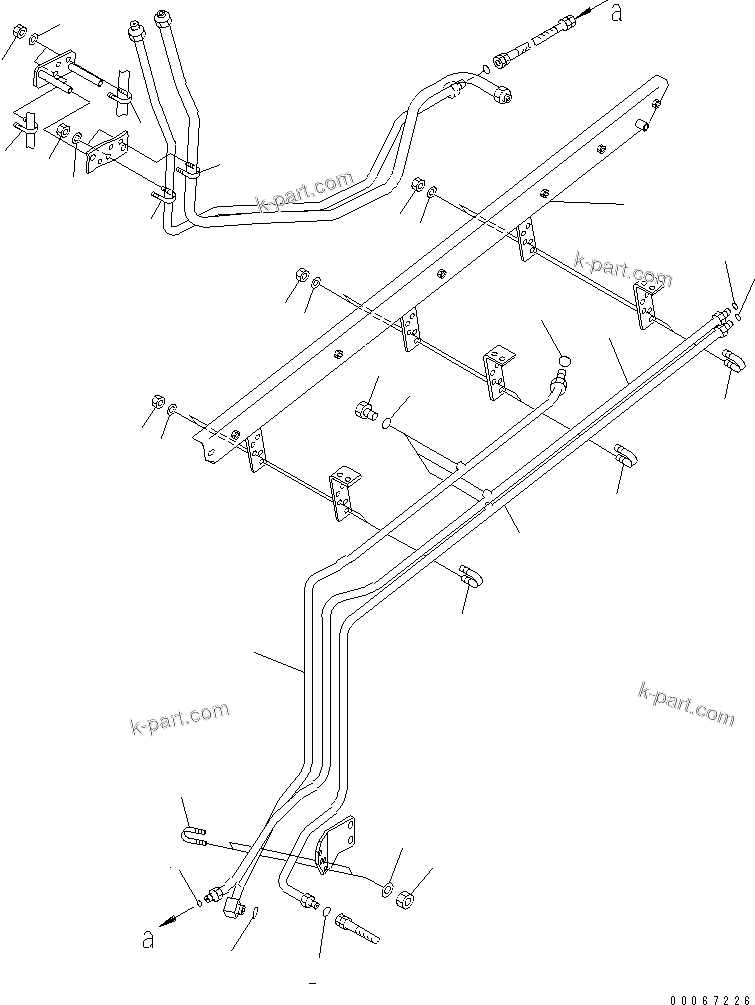 Komatsu parts book diagram for HD465-7R S/N 15001-15351 (W/O EGR): BRAKE PIPING (PARKING BRAKE TUBE)(#15025-)