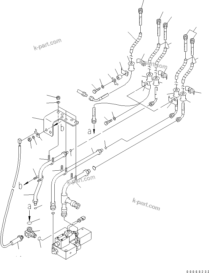 Komatsu parts book diagram for HD465-7R S/N 15001-15351 (W/O EGR): BRAKE PIPING (REAR SUPPORT PIPING 2/2) (WITH ABS)(#15025-)
