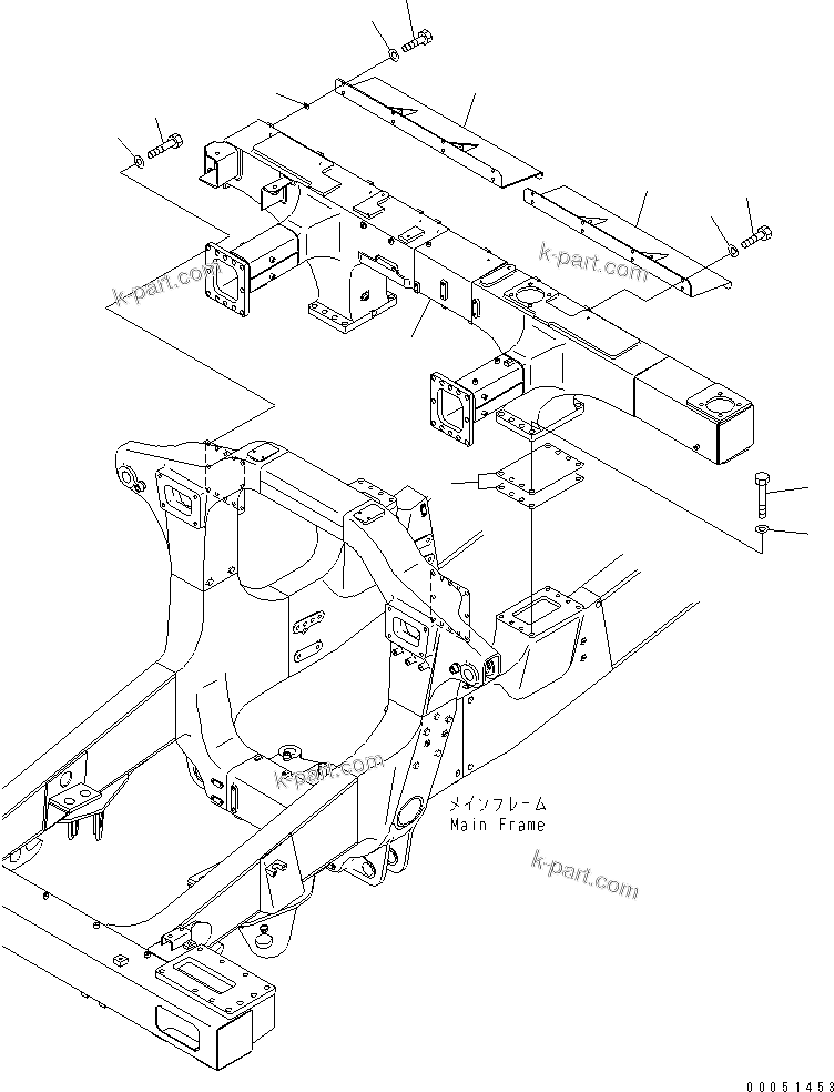 Komatsu parts book diagram for HD465-7R S/N 15001-15351 (W/O EGR): REAR SUPPORT(#15001-15024)