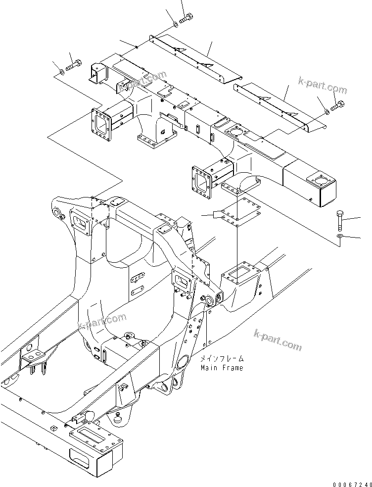 Komatsu parts book diagram for HD465-7R S/N 15001-15351 (W/O EGR): REAR SUPPORT (RELATED PARTS)(#15025-)