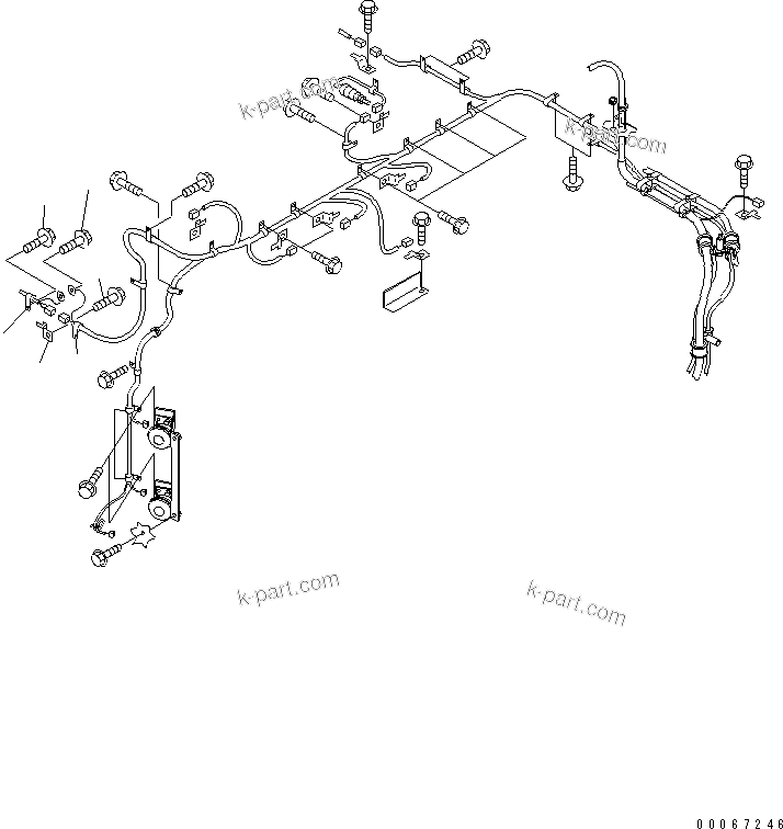 Komatsu parts book diagram for HD465-7R S/N 15001-15351 (W/O EGR): FRONT SUPPORT (CAB HARNESS MOUNTING PARTS R.H.) (FOG LAMP)(#15352-)