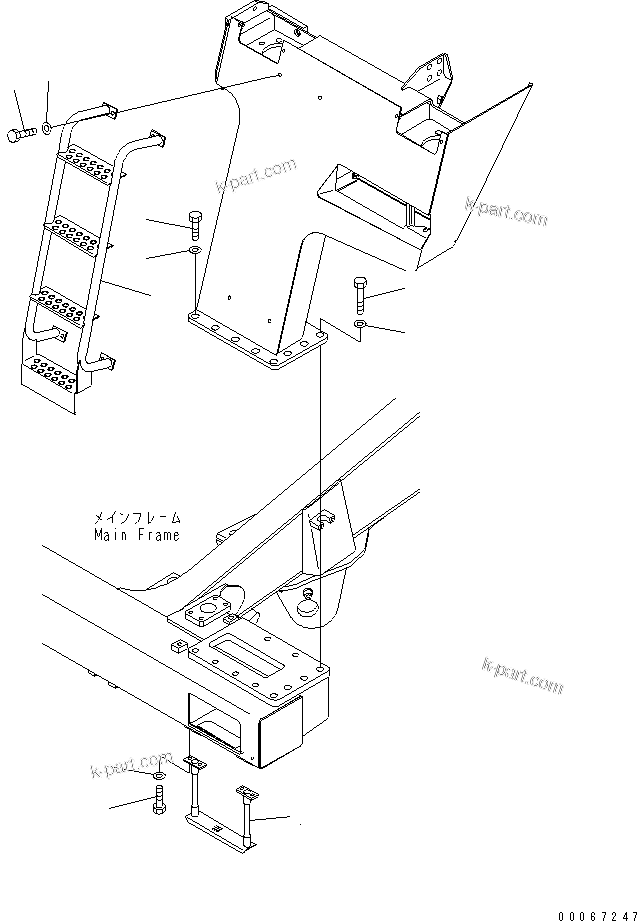 Komatsu parts book diagram for HD465-7R S/N 15001-15351 (W/O EGR): FRONT SUPPORT (SUPPORT ? L.H.)(#15025-)