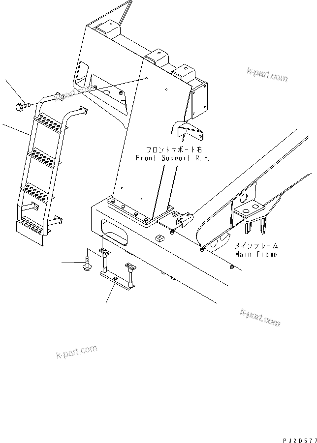 Komatsu parts book diagram for HD465-7R S/N 15001-15351 (W/O EGR): ADDITIONAL LADDER(#15001-)