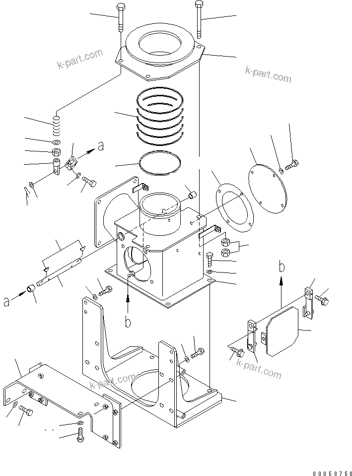 Komatsu parts book diagram for HD465-7R S/N 15001-15351 (W/O EGR): EXHAUST BOX(#15025-)