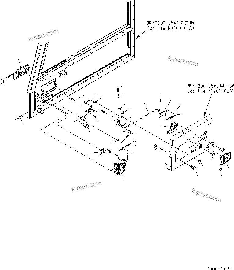 Komatsu parts book diagram for HD465-7R S/N 15001-15351 (W/O EGR): OPERATOR'S CAB (R.H. DOOR ? DOOR LOCK)(#15001-)