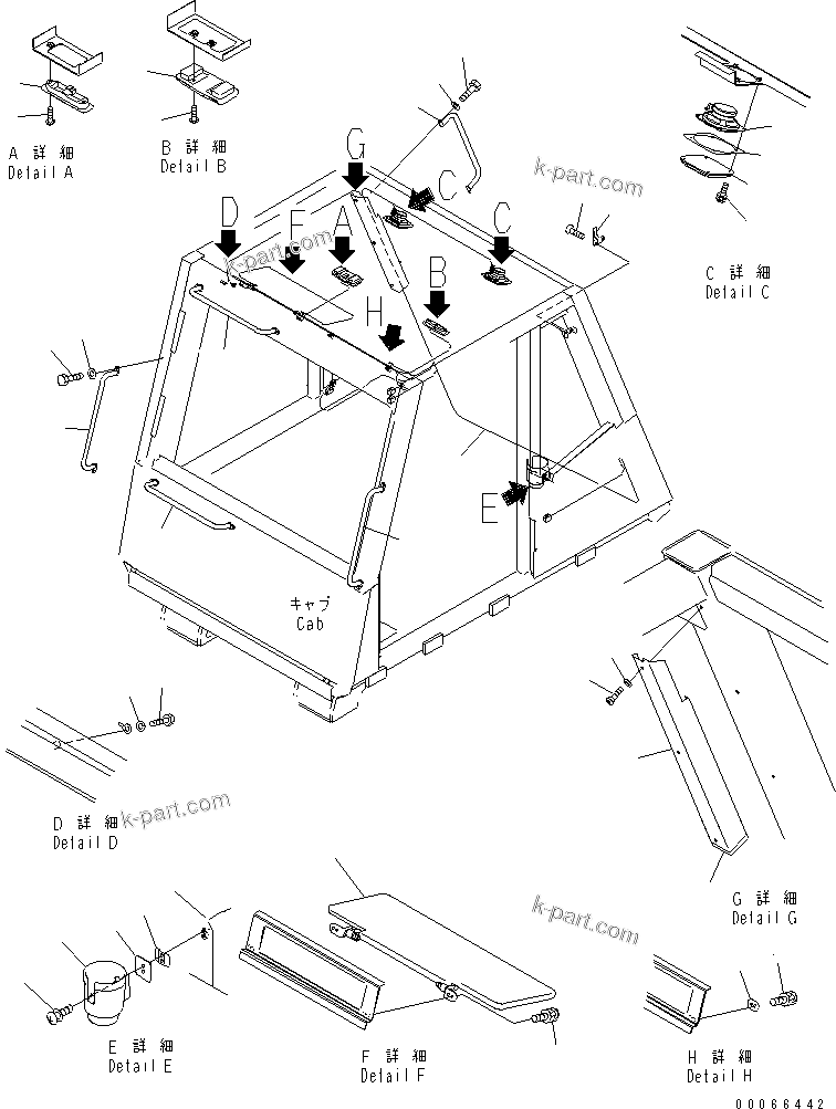 Komatsu parts book diagram for HD465-7R S/N 15001-15351 (W/O EGR): OPERATOR'S CAB (ACCESSORY) (SUN VISOR SINGLE TYPE)(#15001-)