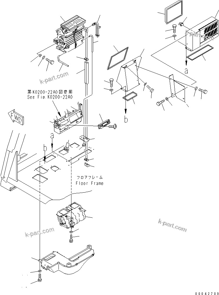 Komatsu parts book diagram for HD465-7R S/N 15001-15351 (W/O EGR): FLOOR (AIR CONDITIONER PIPING)(#15001-)