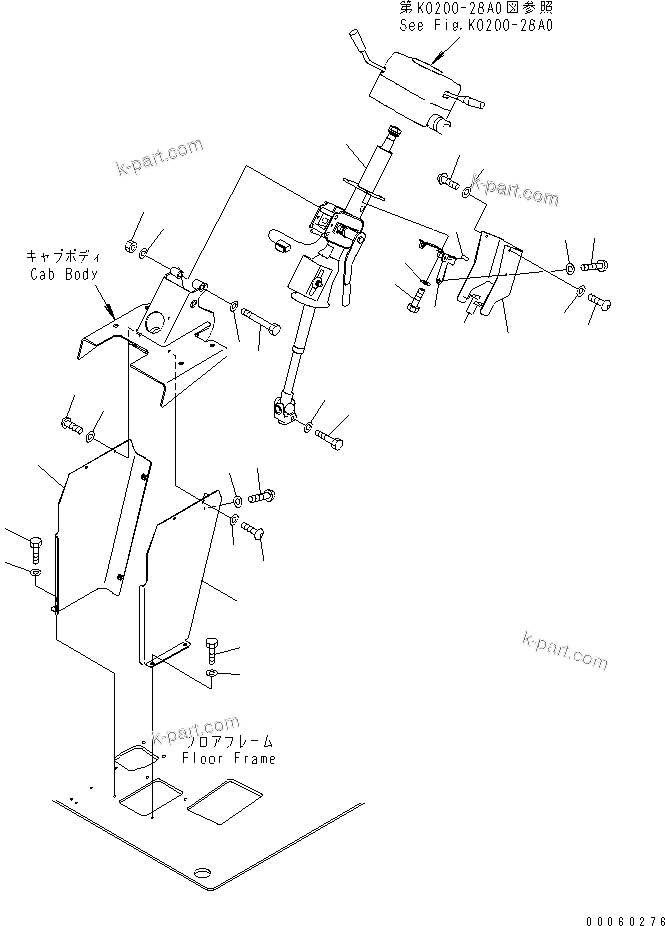 Komatsu parts book diagram for HD465-7R S/N 15001-15351 (W/O EGR): FLOOR (STEERING COLUMN)(#15001-)