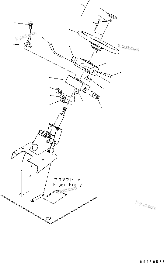 Komatsu parts book diagram for HD465-7R S/N 15001-15351 (W/O EGR): FLOOR (COLUMN SWITCH AND STEERING WHEEL)(#15001-)
