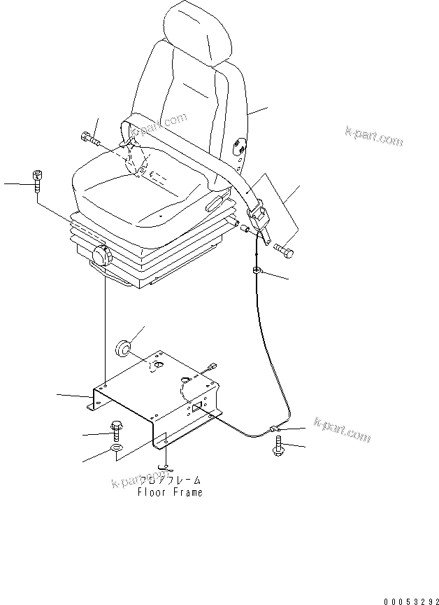 Komatsu parts book diagram for HD465-7R S/N 15001-15351 (W/O EGR): FLOOR (OPERATOR'S SEAT) (FABLIC SEAT)(#15001-)