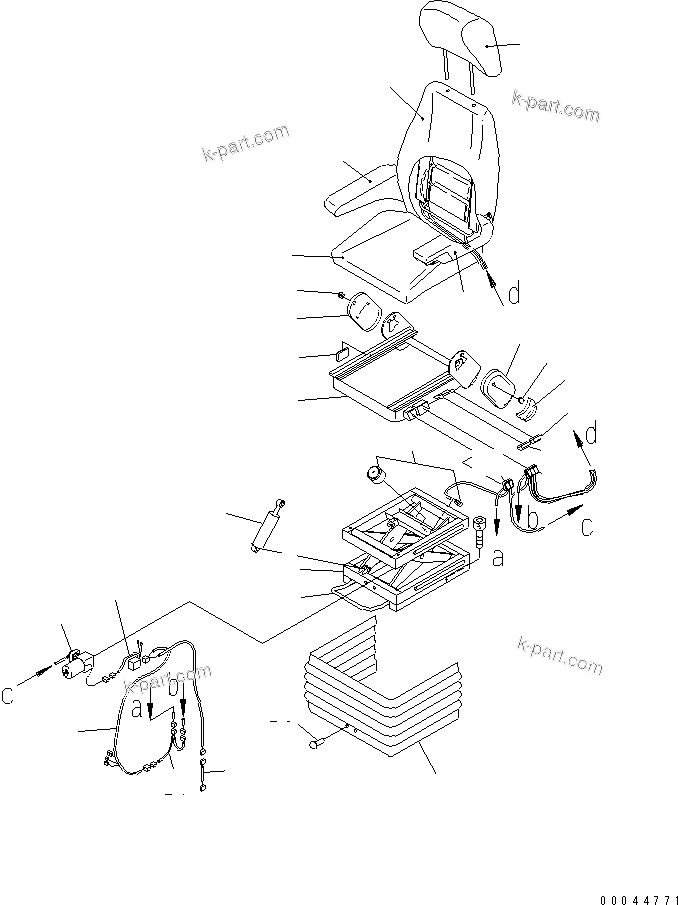Komatsu parts book diagram for HD465-7R S/N 15001-15351 (W/O EGR): FLOOR (OPERATOR'S SEAT) (ISRING HAUSEN) (INNER PARTS)(#15001-)
