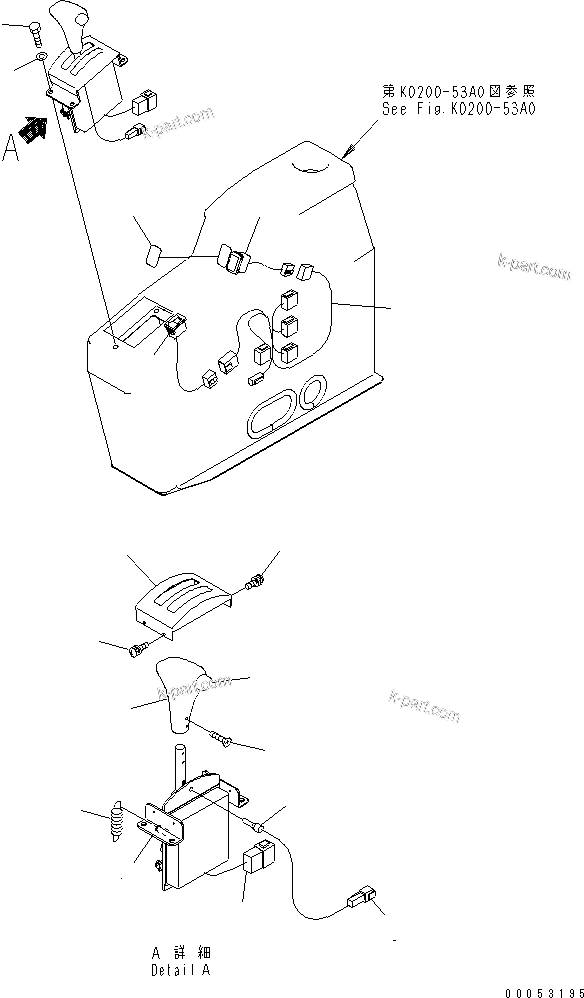 Komatsu parts book diagram for HD465-7R S/N 15001-15351 (W/O EGR): FLOOR (TRANSMISSION LEVER)(#15001-)