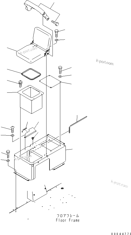 Komatsu parts book diagram for HD465-7R S/N 15001-15351 (W/O EGR): FLOOR (AUXILIARY SEAT) (SEAT BELT 75MM)(#15001-15336)