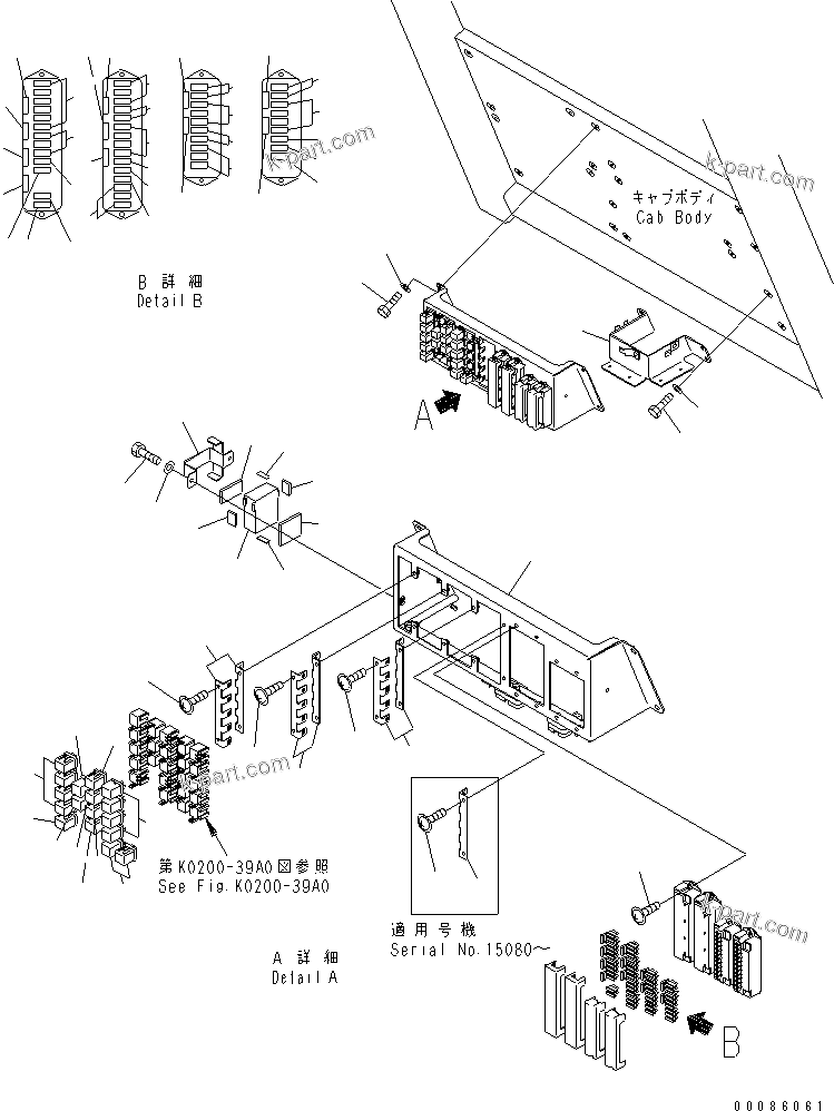 Komatsu parts book diagram for HD465-7R S/N 15001-15351 (W/O EGR): FLOOR (FUSE AND RELAY) (SIDE LAMP)(#15001-)