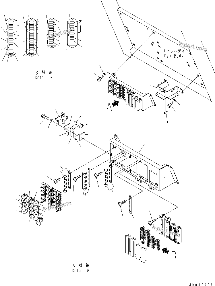 Komatsu parts book diagram for HD465-7R S/N 15001-15351 (W/O EGR): FLOOR (FUSE AND RELAY) (FOR FOG LAMP AND BEACON LAMP)(#15340-)