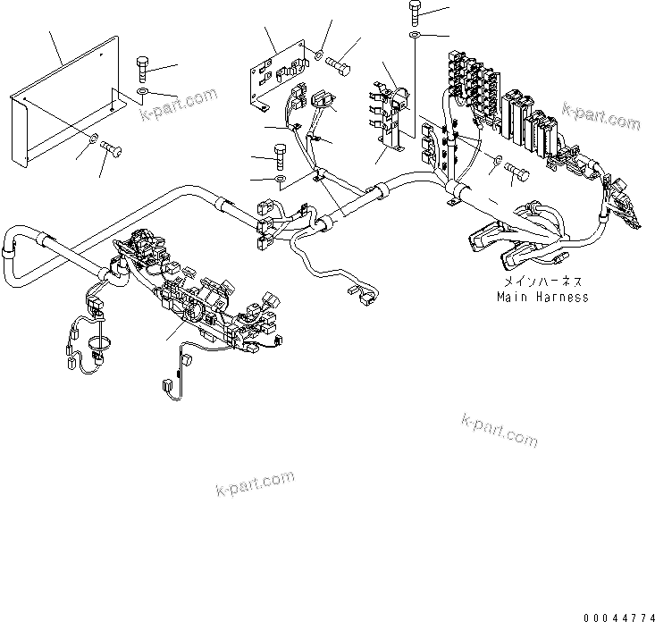 Komatsu parts book diagram for HD465-7R S/N 15001-15351 (W/O EGR): FLOOR (CAB HARNESS) (2/2)(#15001-)