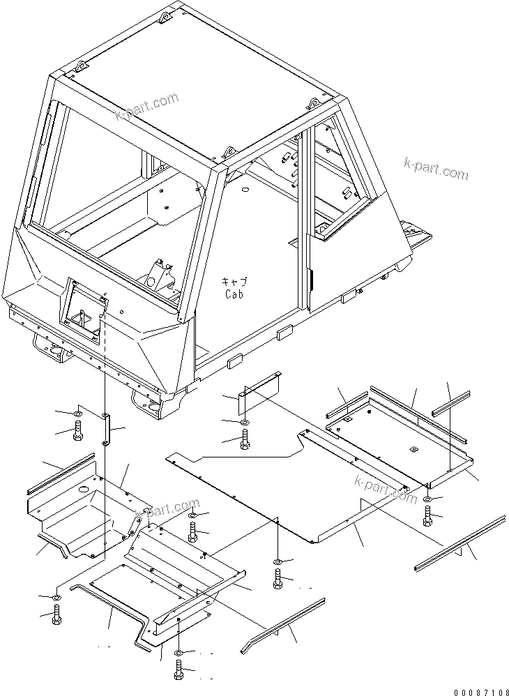Komatsu parts book diagram for HD465-7R S/N 15001-15351 (W/O EGR): CAB STEP RELATED PARTS (UNDER COVER)(#15110-)