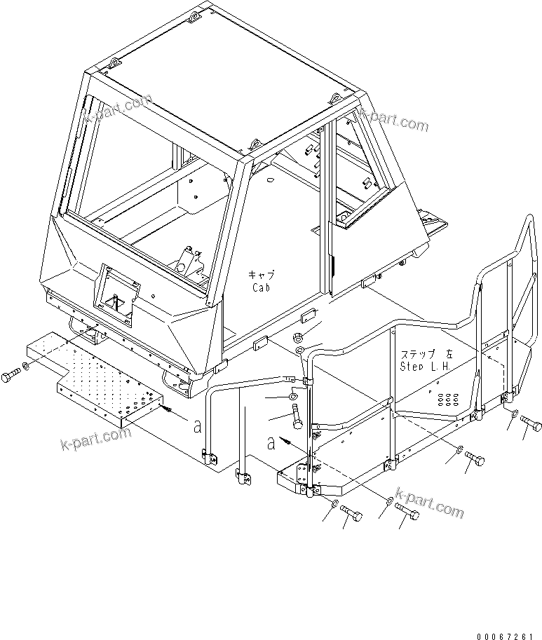 Komatsu parts book diagram for HD465-7R S/N 15001-15351 (W/O EGR): CAB STEP MOUNTING PARTS(#15025-)