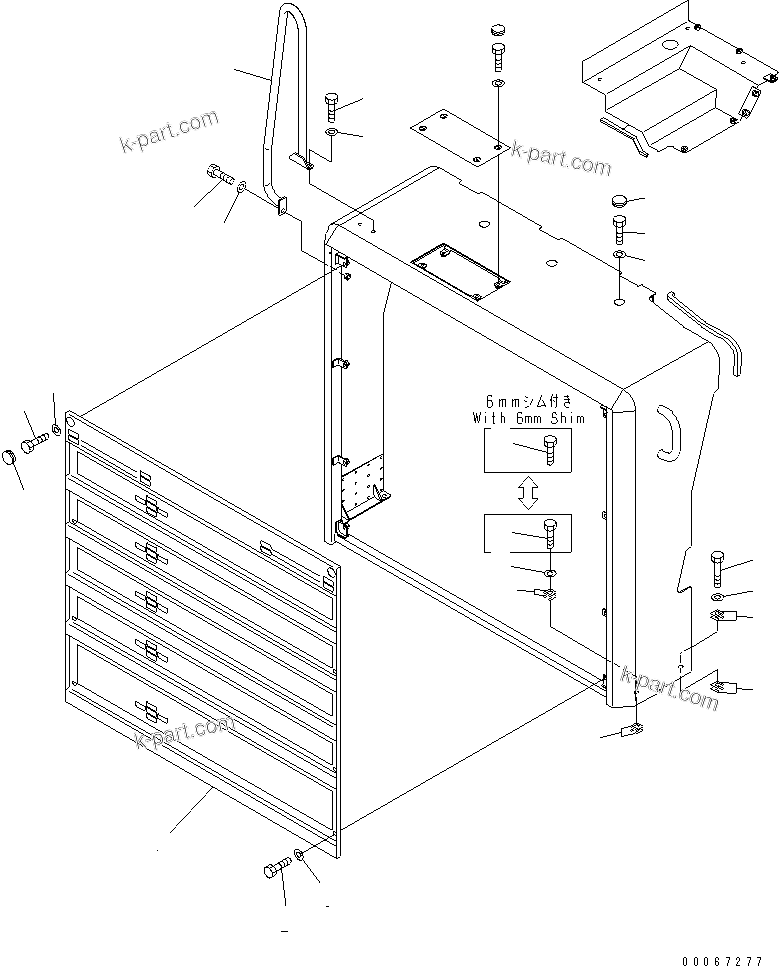 Komatsu parts book diagram for HD465-7R S/N 15001-15351 (W/O EGR): RADIATOR GUARD(#15025-)