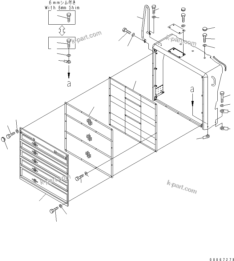 Komatsu parts book diagram for HD465-7R S/N 15001-15351 (W/O EGR): RADIATOR GUARD (WITH SAND PROTECTION)(#15025-)