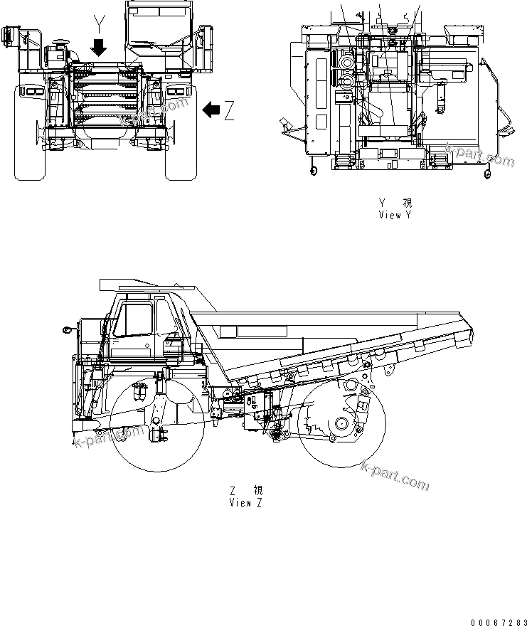 Komatsu parts book diagram for HD465-7R S/N 15001-15351 (W/O EGR): HOOD (ANTI SLIP RUBBER)(#15025-)