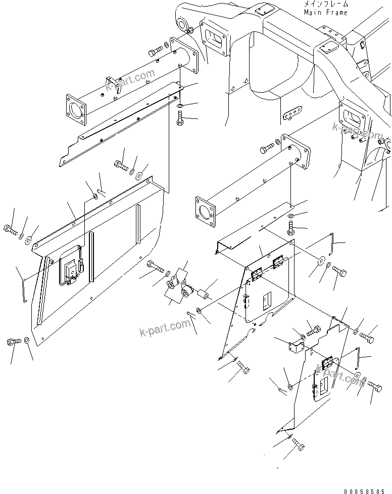 Komatsu parts book diagram for HD465-7R S/N 15001-15351 (W/O EGR): ENGINE SIDE COVER(#15001-15024)