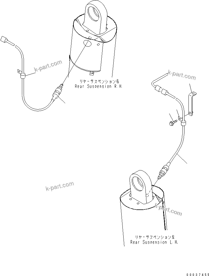Komatsu parts book diagram for HD465-7R S/N 15001-15351 (W/O EGR): REAR SUSPENSION PRESSURE SENSOR(#15001-)