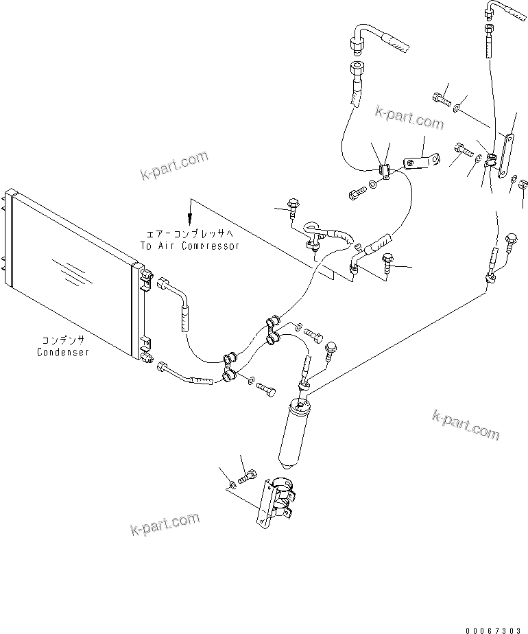 Komatsu parts book diagram for HD465-7R S/N 15001-15351 (W/O EGR): AIR CONDITIONER RELATED PARTS (1/2)(#15025-)
