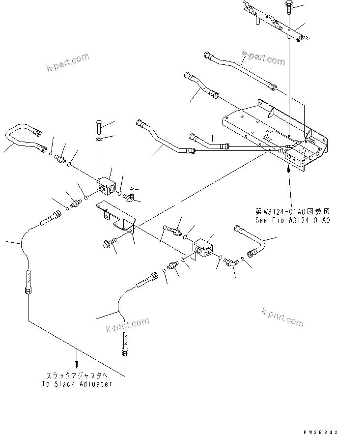 Komatsu parts book diagram for HD465-7R S/N 15001-15351 (W/O EGR): ASR CHASSIS (ASR REAR BRACKET) (HYDRAULIC PIPING)(#15001-15024)