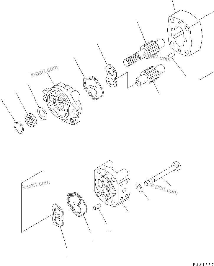 Komatsu parts book diagram for HD465-7R S/N 15001-15351 (W/O EGR): HYDRAULIC PUMP (EMERGENCY STEERING)(#15001-)