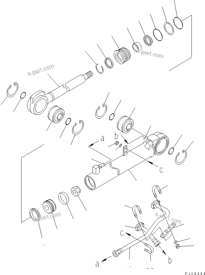 Komatsu parts book diagram for HD465-7R S/N 15001-15351 (W/O EGR): STEERING CYLINDER (INNER PARTS)(#15001-)