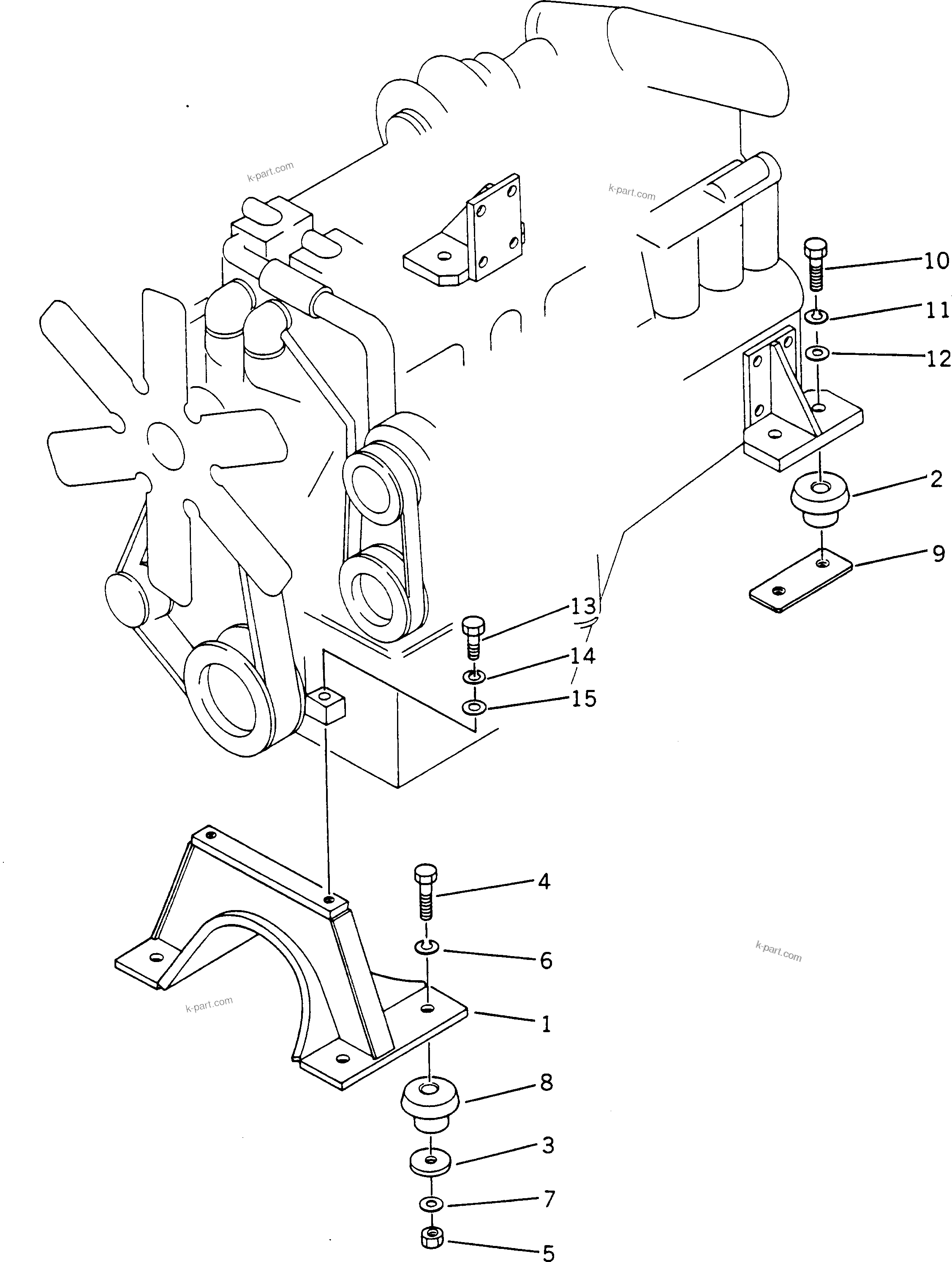 Komatsu parts book diagram for HD780-1 S/N 1002-UP: ENGINE MOUNT