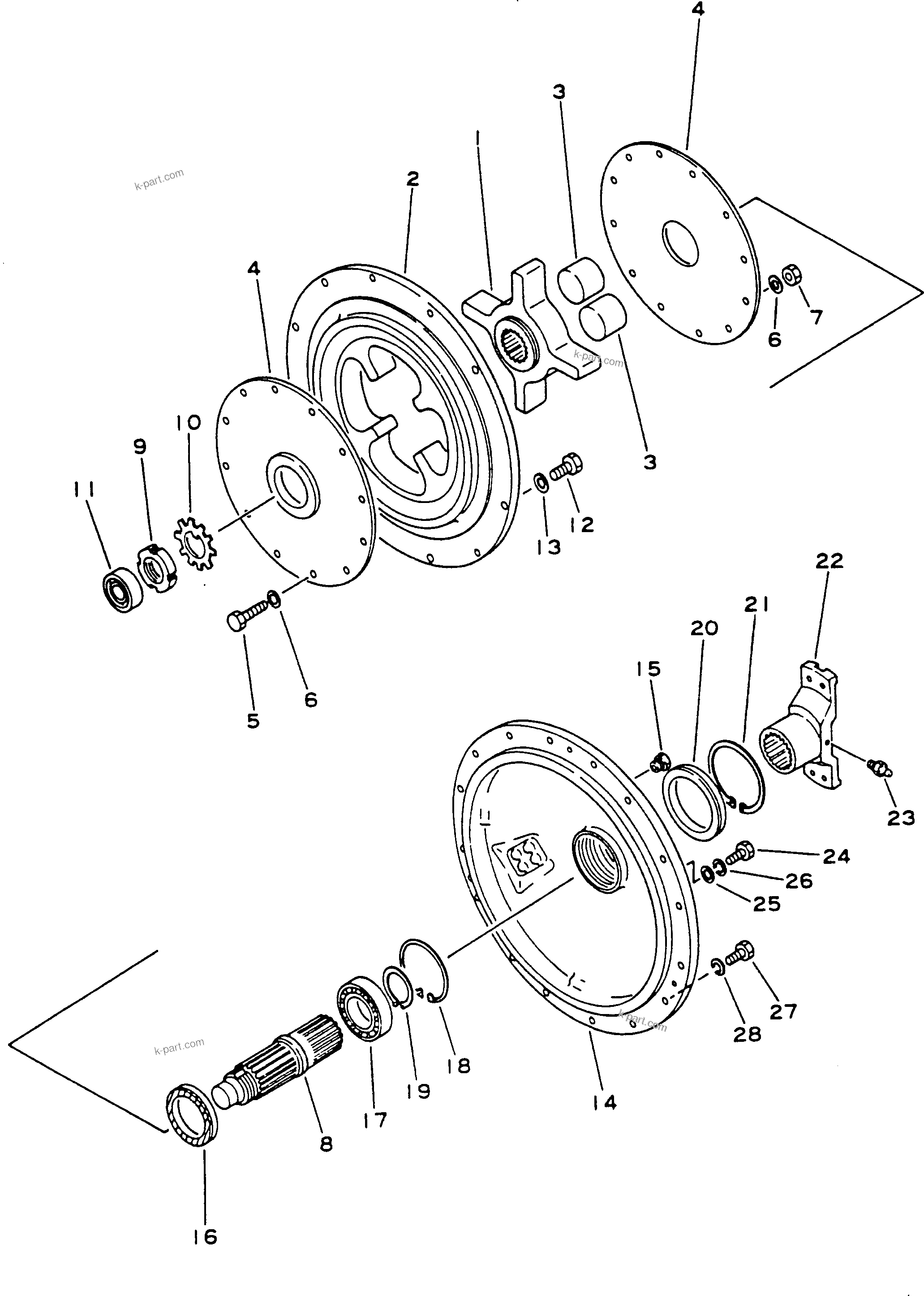 Komatsu parts book diagram for HD780-1 S/N 1002-UP: ENGINE OUTPUT SHAFT
