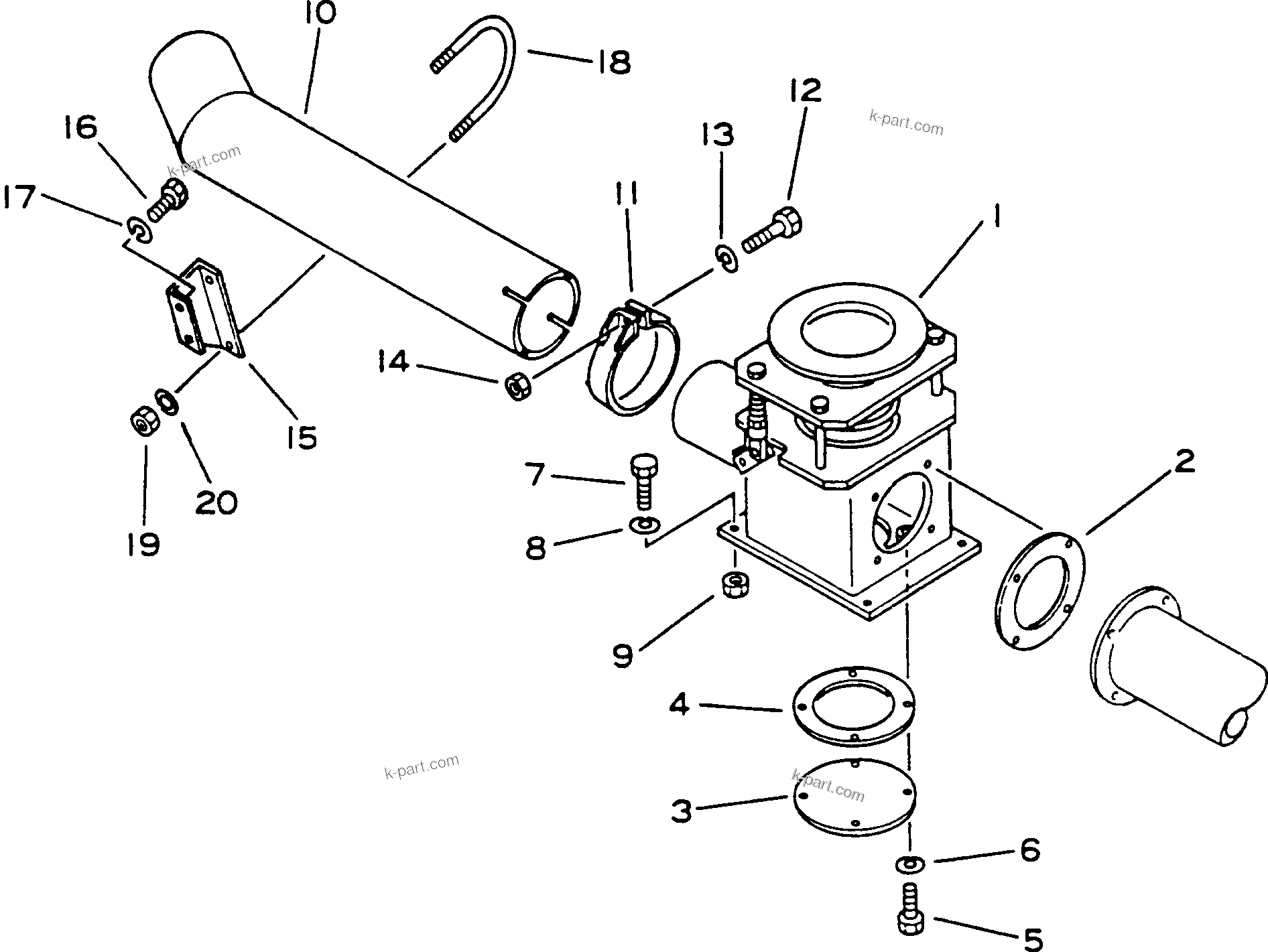 Komatsu parts book diagram for HD780-1 S/N 1002-UP: EXHAUST SYSTEM (2/3)