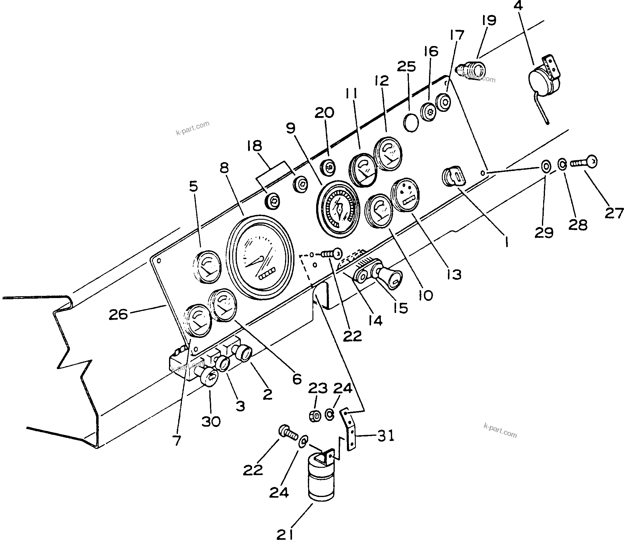 Komatsu parts book diagram for HD780-1 S/N 1002-UP: INSTRUMENT PANEL