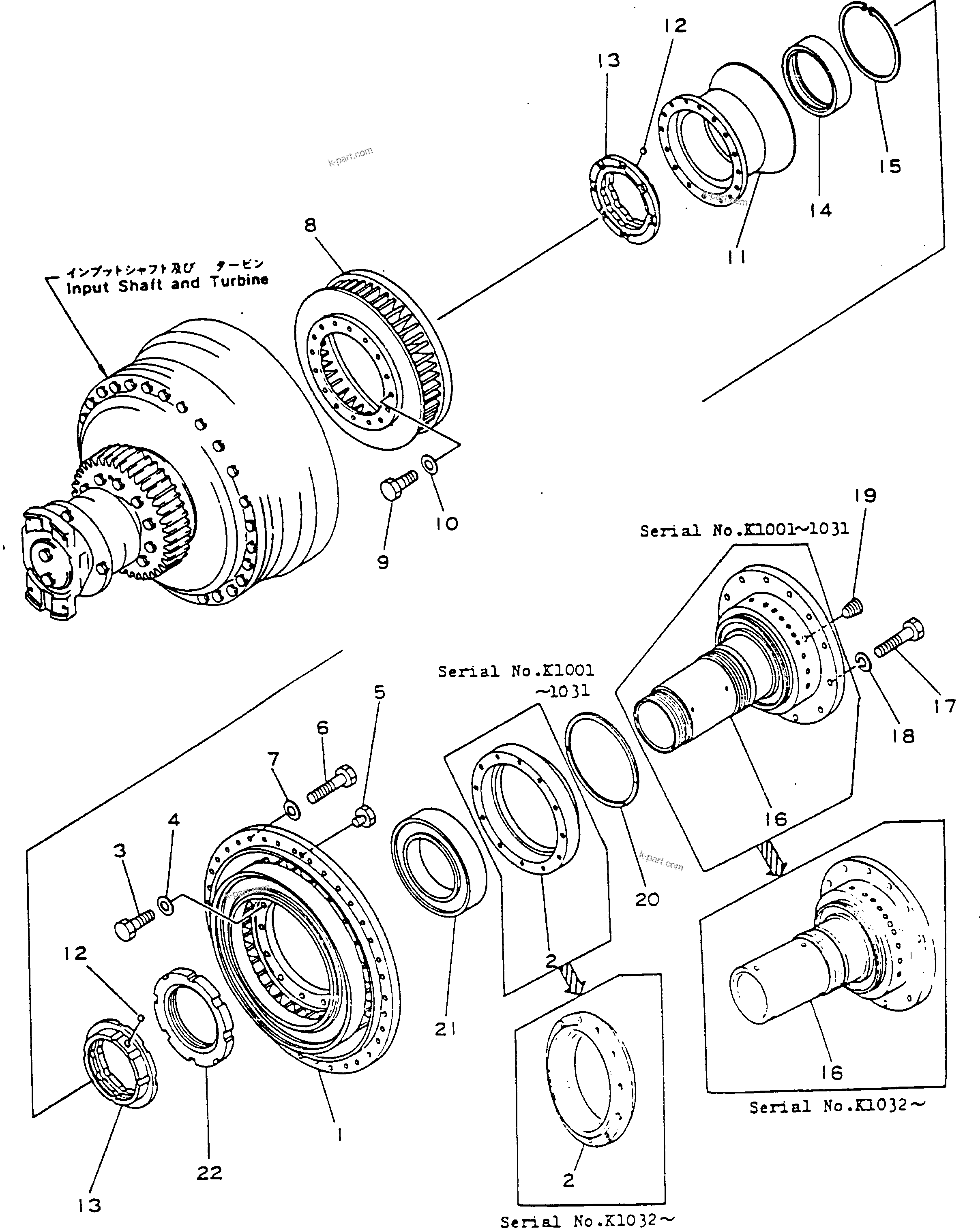 Komatsu parts book diagram for HD780-1 S/N 1002-UP: STATOR AND PUMP(#10002-)
