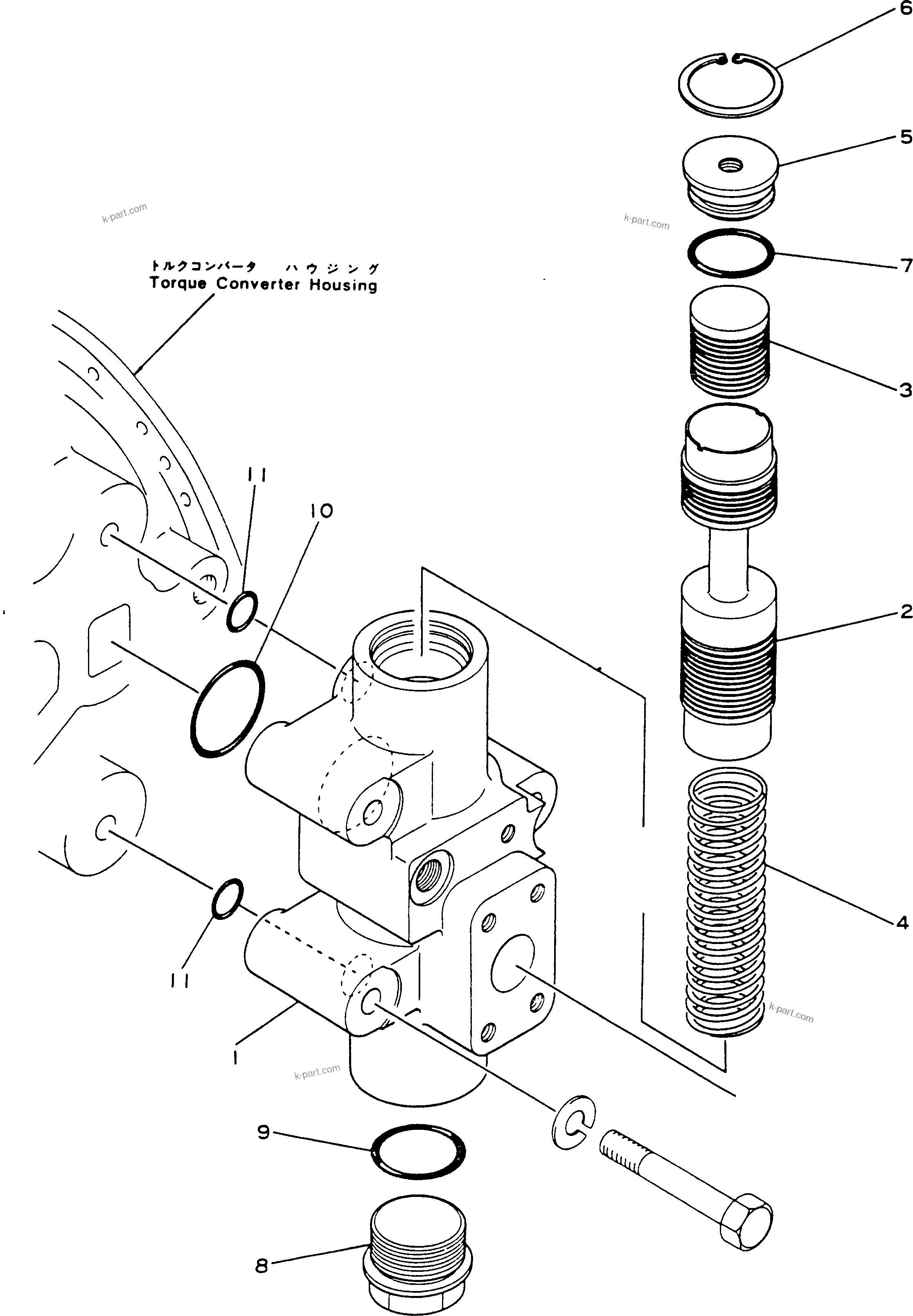Komatsu parts book diagram for HD780-1 S/N 1002-UP: PRESSURE REGULATOR VALVE(#10002-)