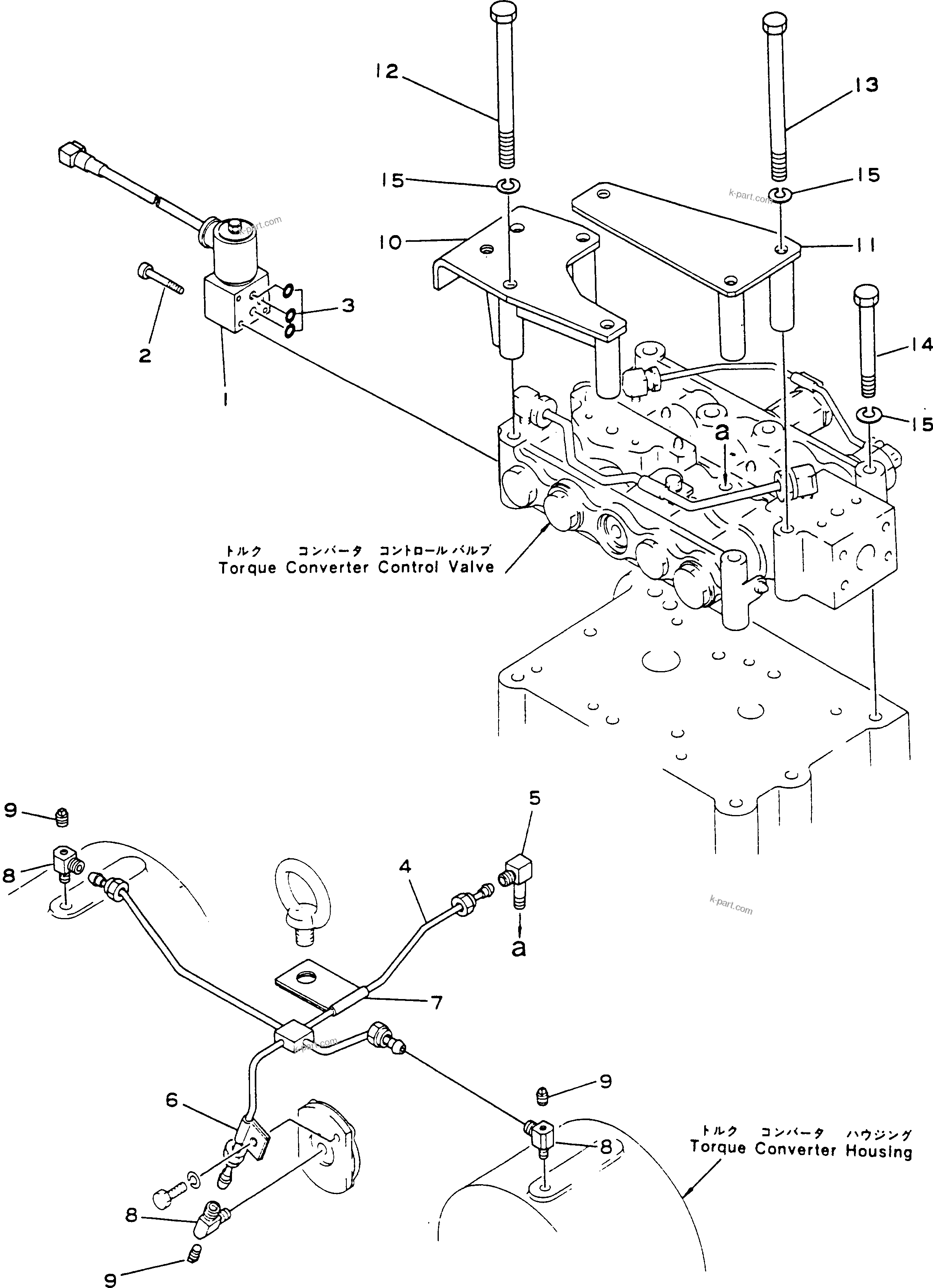Komatsu parts book diagram for HD780-1 S/N 1002-UP: TORQUE CONVERTER PIPING AND SOLENOID VALVE(#10002-)