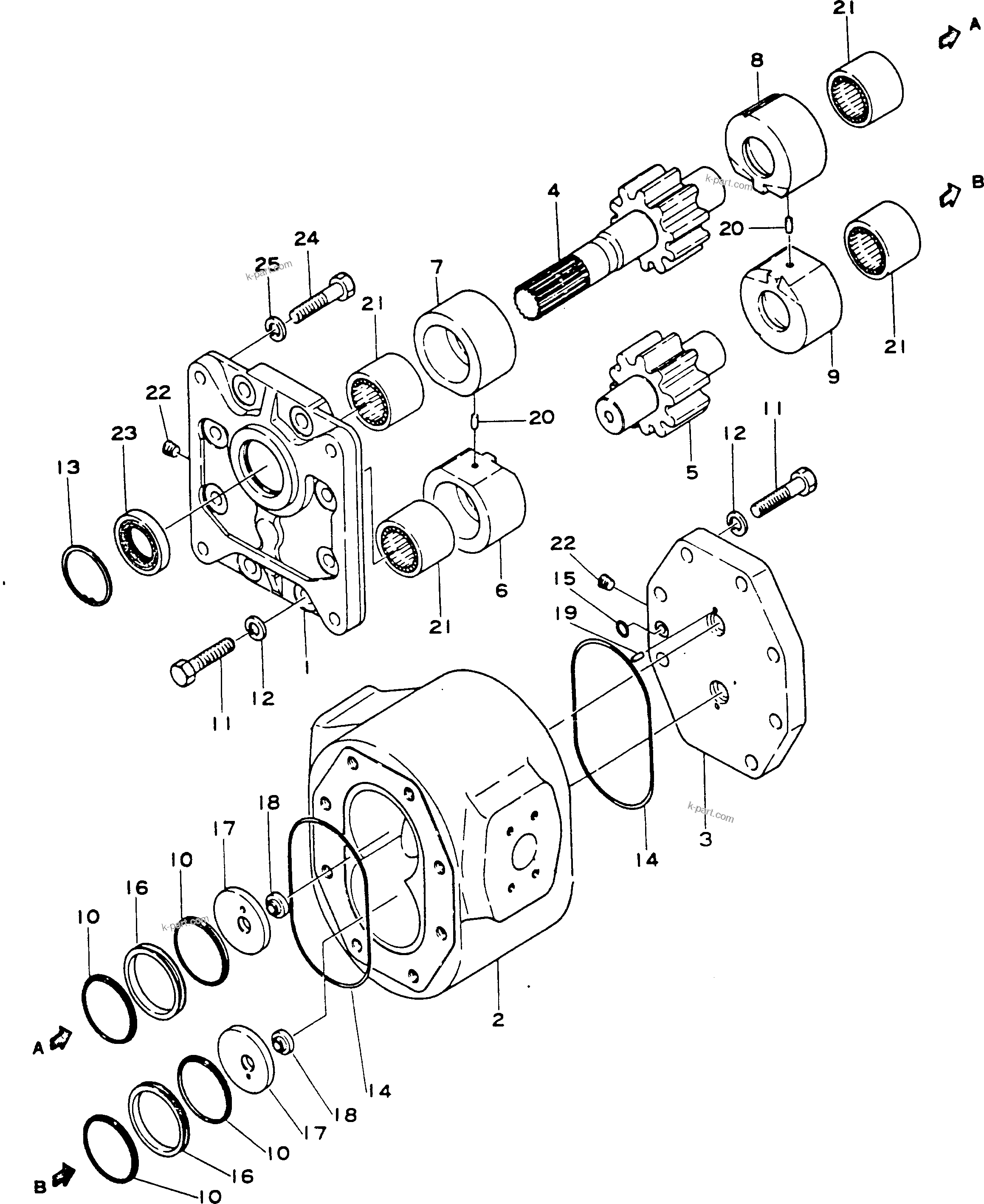 Komatsu parts book diagram for HD780-1 S/N 1002-UP: TRANSMISSION PUMP