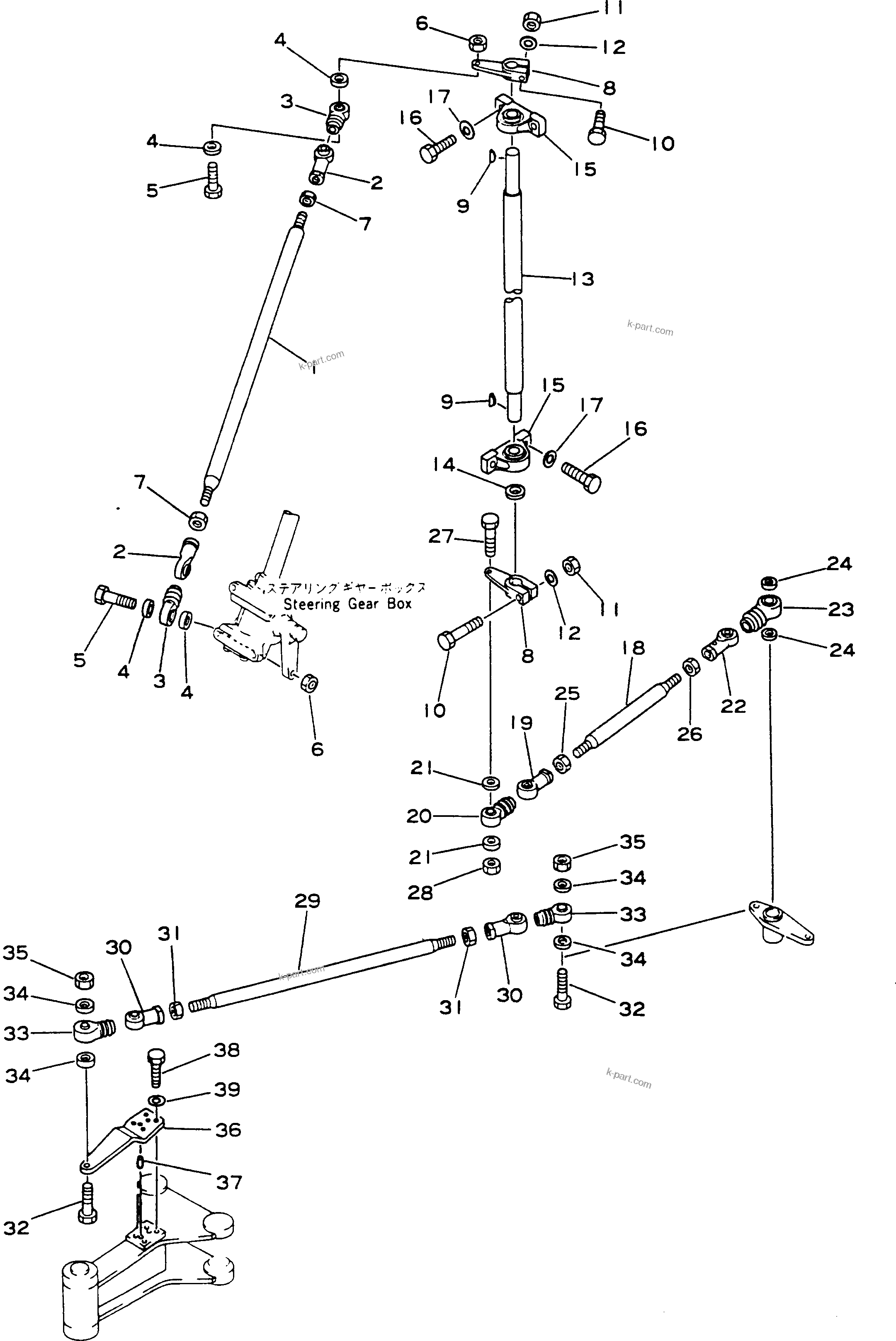 Komatsu parts book diagram for HD780-1 S/N 1002-UP: STEERING FOLLOW-UP LINKAGE (1/2)
