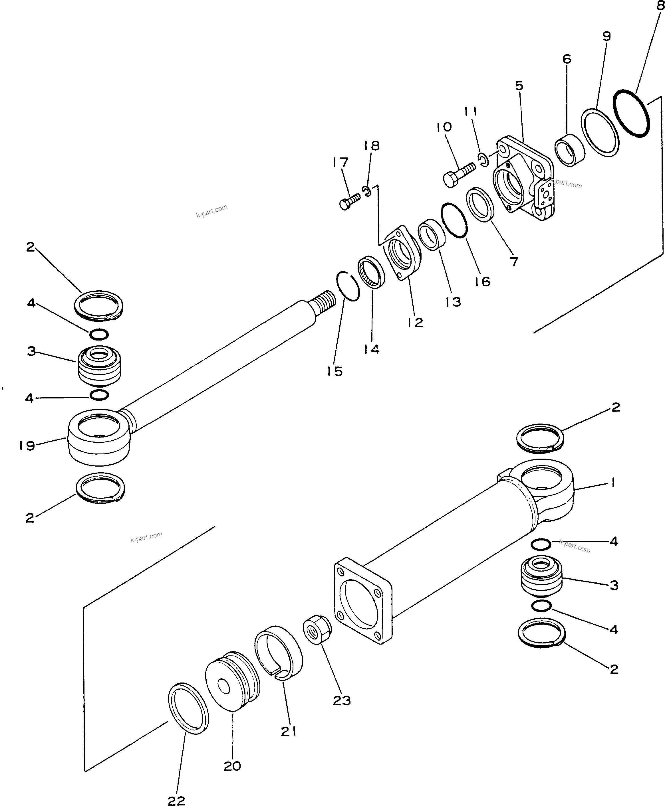 Komatsu parts book diagram for HD780-1 S/N 1002-UP: STEERING CYLINDER