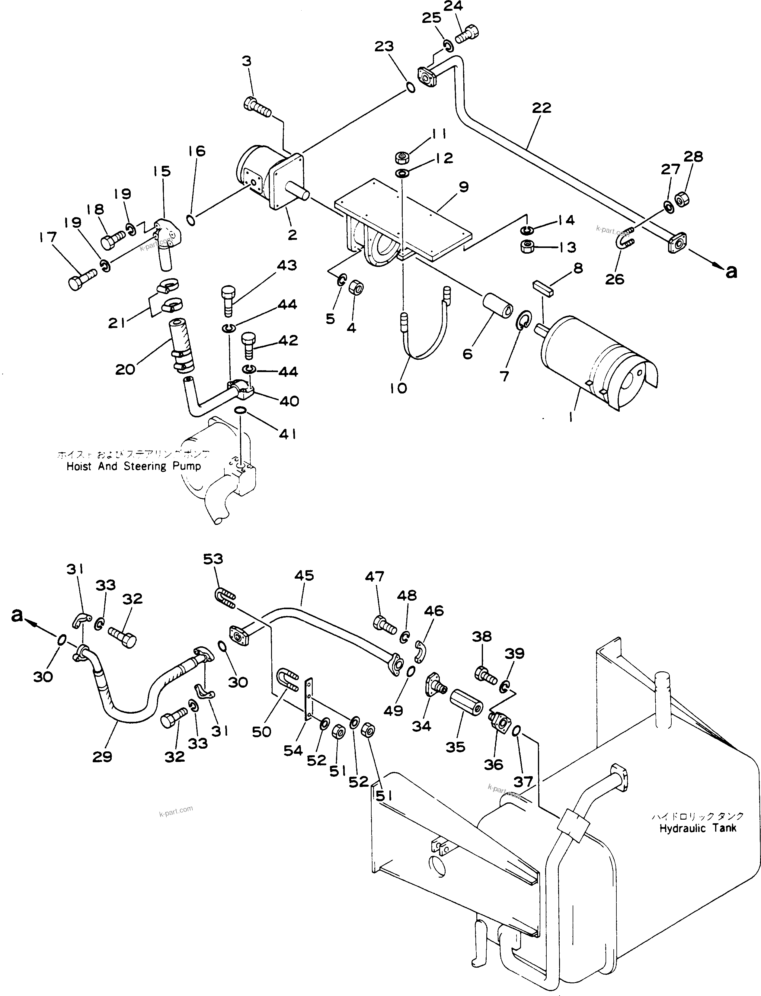 Komatsu parts book diagram for HD780-1 S/N 1002-UP: EMERGENCY STEERING SYSTEM