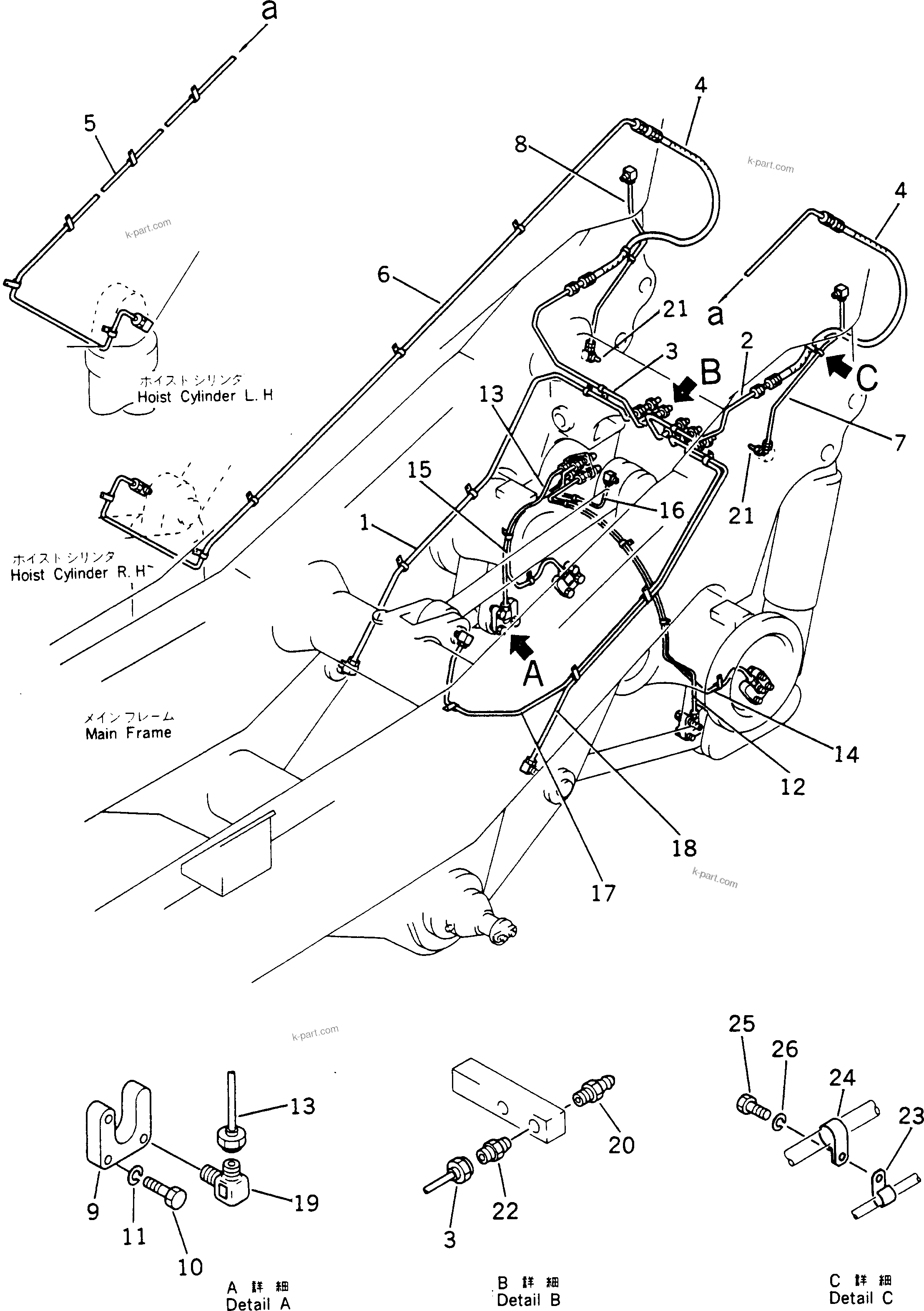 Komatsu parts book diagram for HD780-1 S/N 1002-UP: GREASE PIPING (2/2)