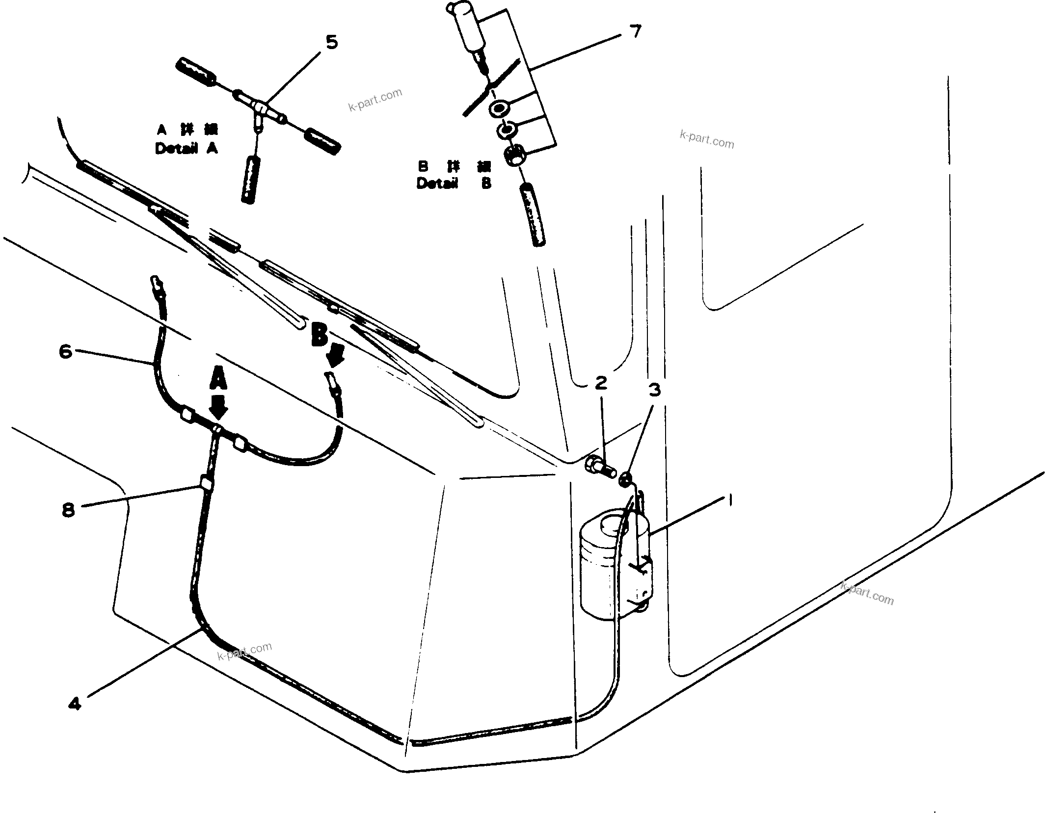 Komatsu parts book diagram for HD780-1 S/N 1002-UP: WINDSHIELD WASHER